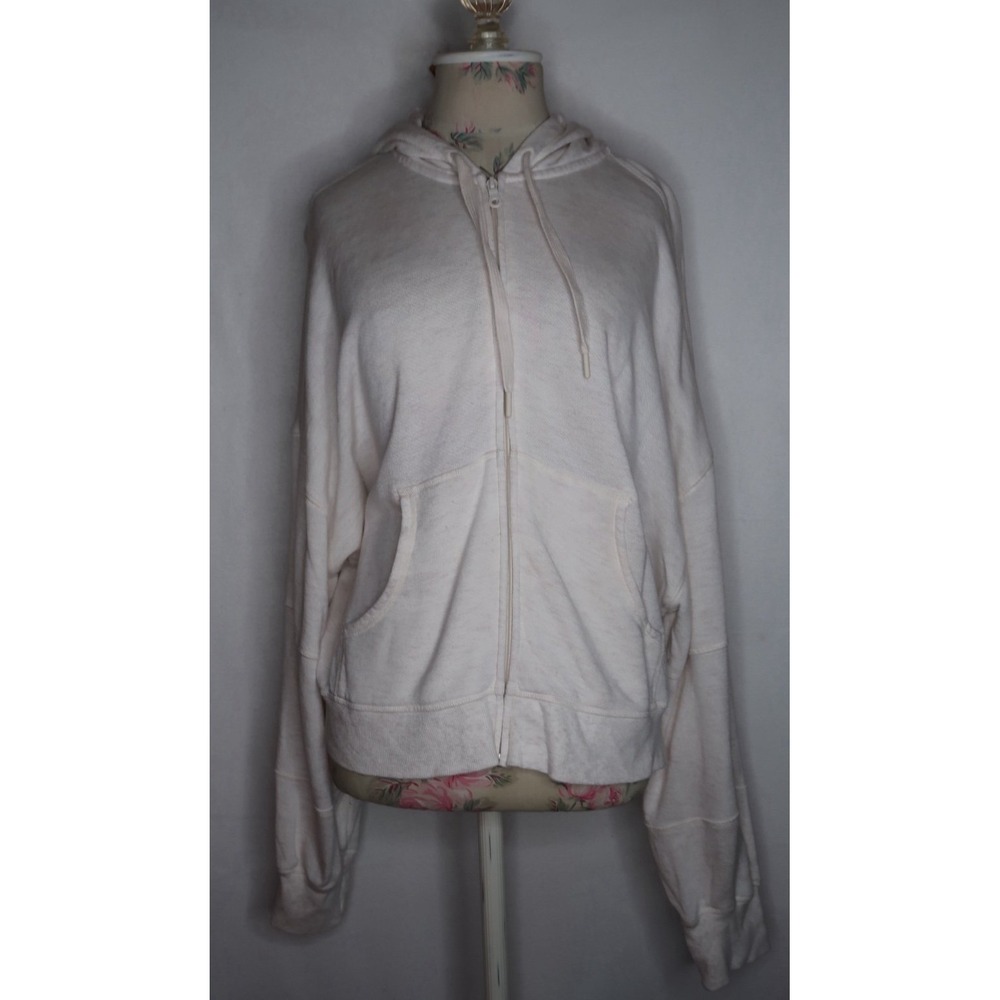 OFFLINE Aerie Womens L Ivory White Oversized Full Zip Hoodie Lounge Athleisure